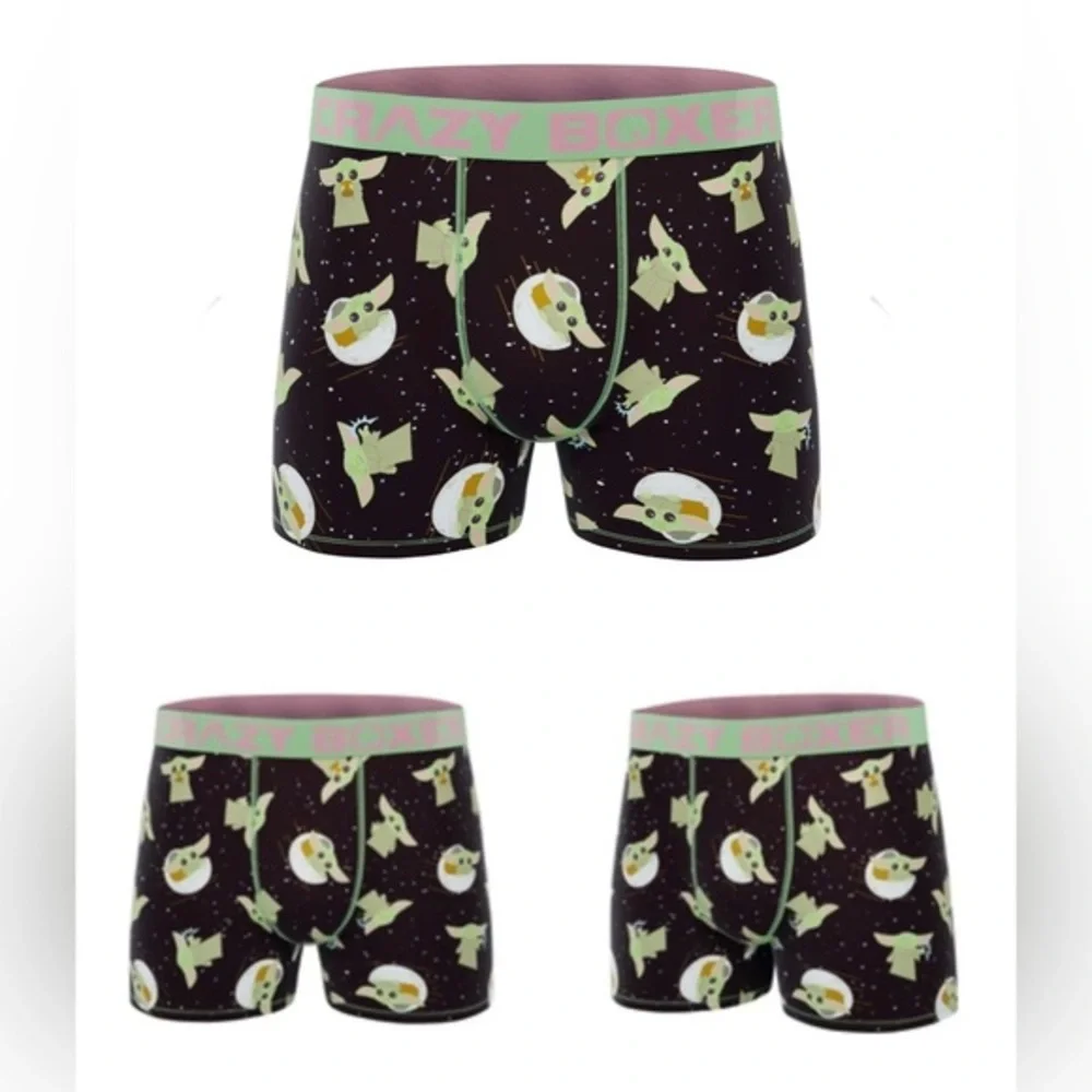 CRAZYBOXER The Mandalorian Baby Yoda‎ Face men’s Boxer Briefs 2pk size large new